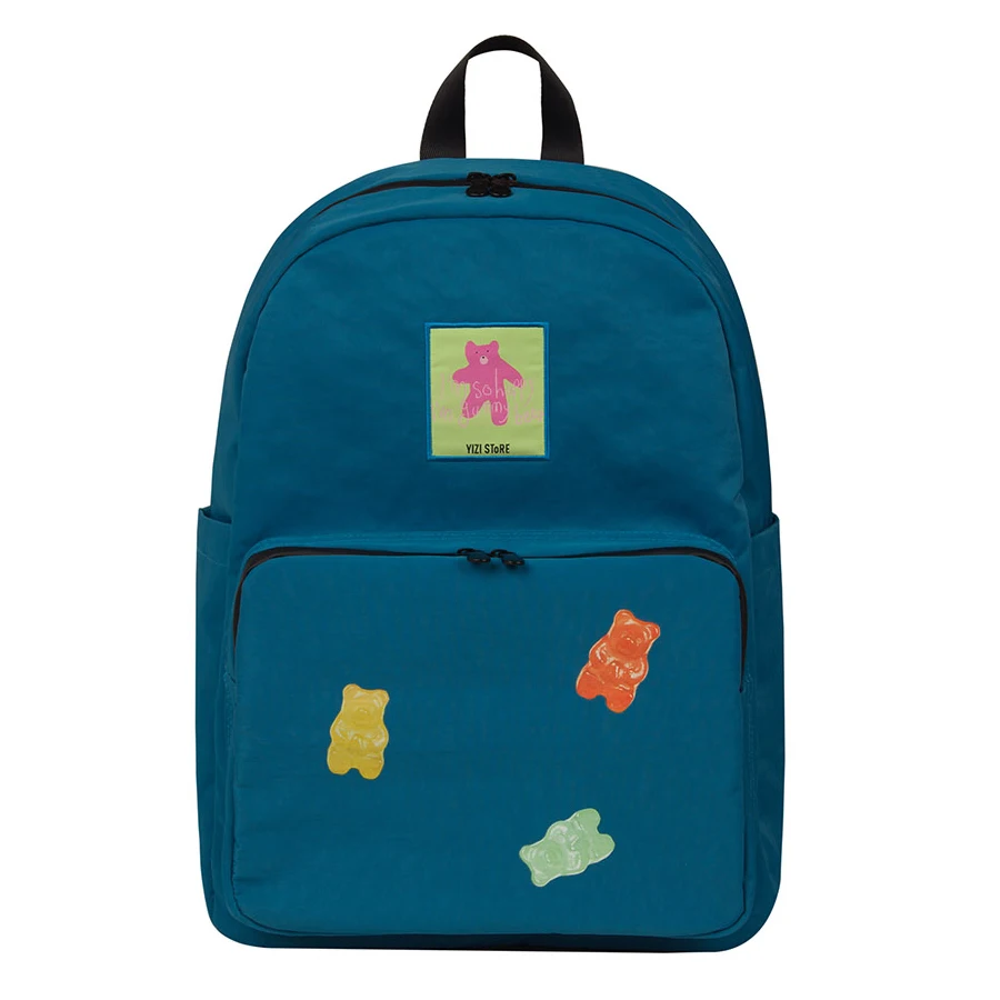 Imagem -02 - Yizistore Criativo à Prova Dlarge Água Grande-capacidade Náilon Mochila Bolsas de Escola para Adolescentes em Little Bear Series Fun Kik Store