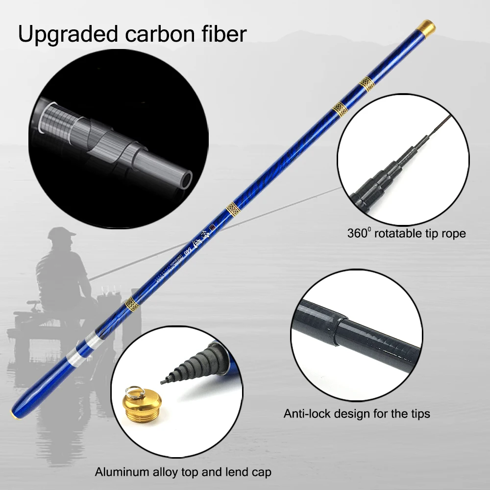 NEW Ultralight SuperHard 3.6/4.5/5.4/6.3/7.2 Meters Stream Hand Pole Carbon Fiber Casting Telescopic Fishing Rods Fish Tackle