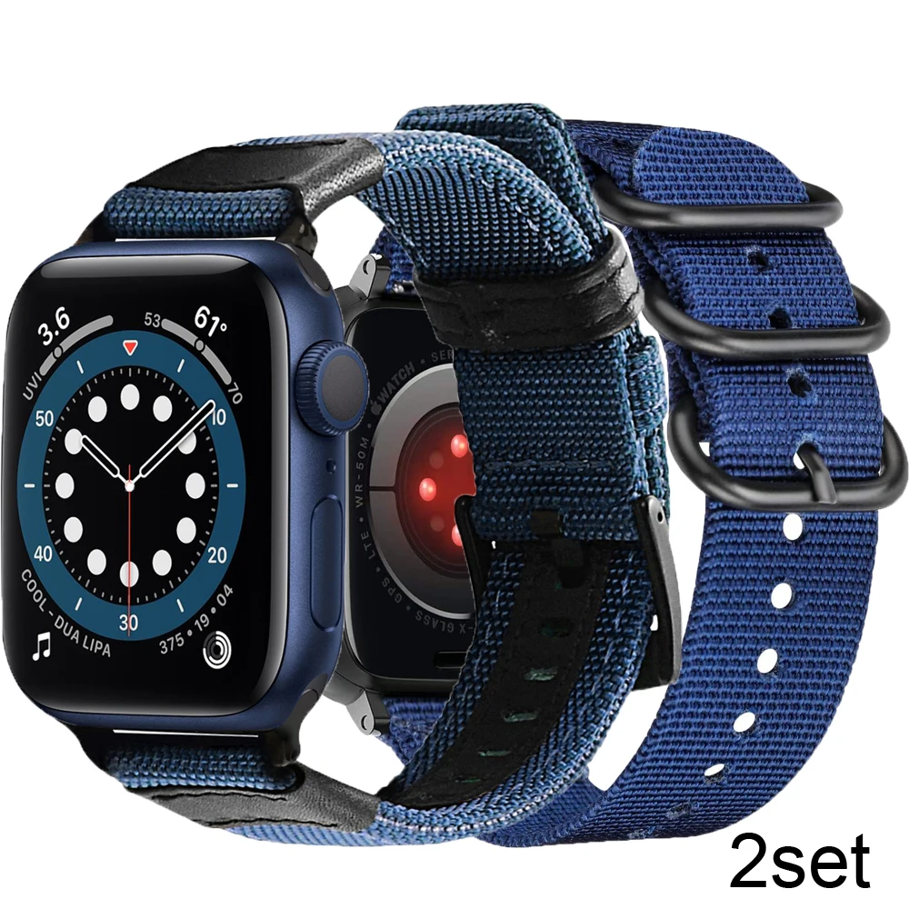 

2set bracelet for apple watch 6 iwatch band sports Nylon Strap for apple watch se bands 6 5 4 3 44mm 40mm 42mm 38mm pulseira