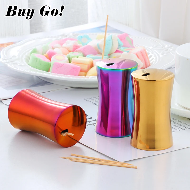 Fashion European Style Y-Shaped Stainless Steel Toothpick Holder Rainbow Home Toothpick Box Table Decoration Kitchen Accessories