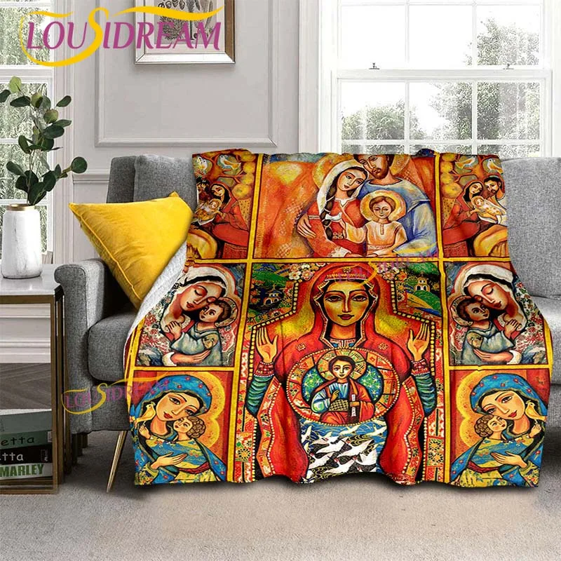 Jesus Virgin Mary Soft Throw Blanket Living Room/Bedroom Warm Blanket