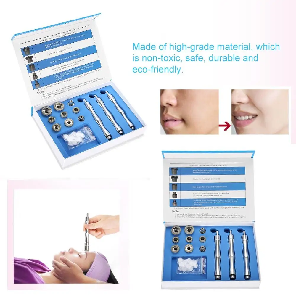 New Stainless Steel Diamond Microdermabrasion Filter Handle Fitting Set Exfoliation Beauty Micro Powder Tools Accessories Supply