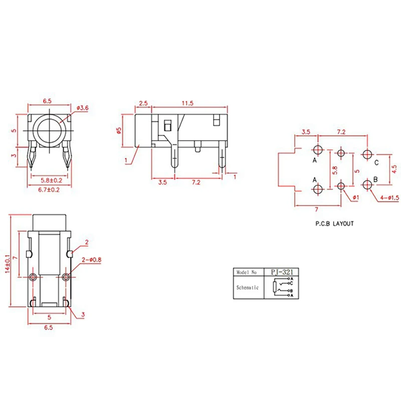 10 قطعة PJ-321 تيار مستمر موصل مقبس الطاقة امدادات الطاقة الإناث توصيل الطاقة جاك 4pin