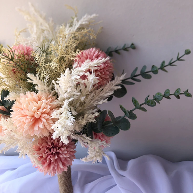 Ramo de novia de rosas artificiales, accesorios de boda para damas de honor