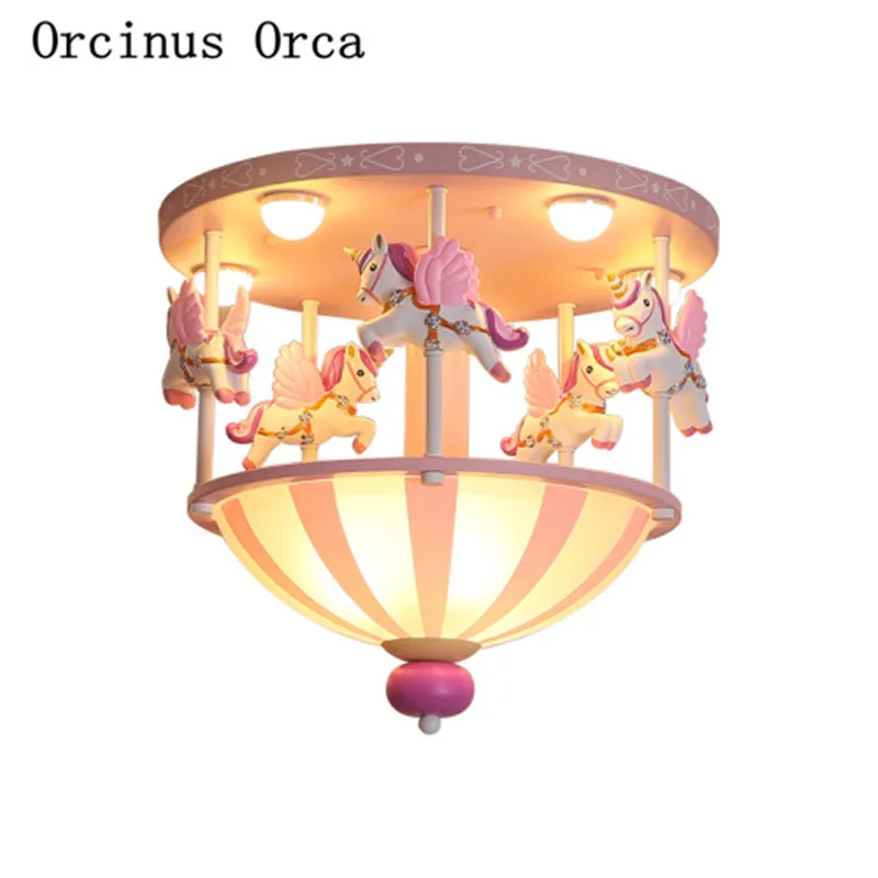 Cartoon creative circus pink ceiling light Boy Girl Bedroom children\'s room light romantic cute pony ceiling light