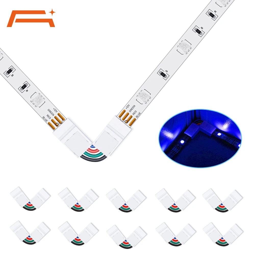 10Pcs 4-Pin LED Light Strip Connectors,10mm Wide For 5050 RGB LED Strip Terminal Extension,