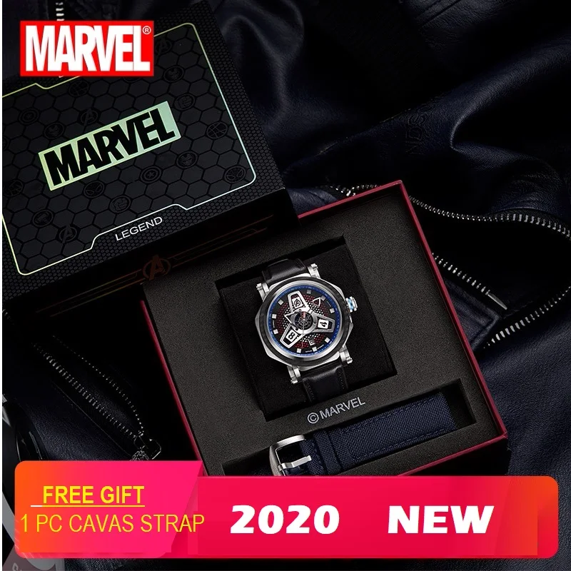 DISNEY Official MARVEL Capitain America Cartoon Men Skeleton Automatic Casual Wristwatches 3D Stereo Japan Seiko Mechanical