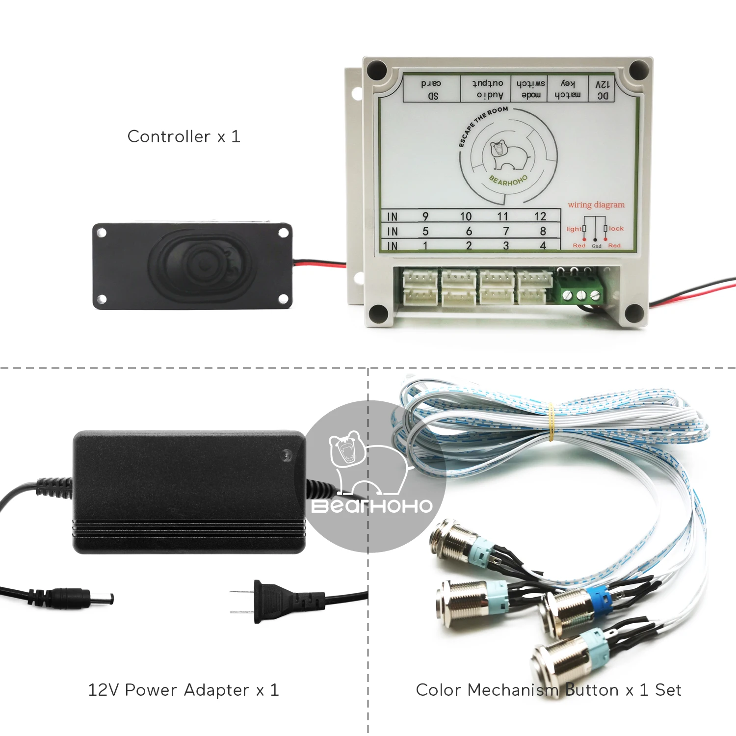 Imagem -03 - Bearhoho Escapar Sala Adereços Cores Botões de Metal Pressione Acender em Sequência para Controlar 12v Bloqueio Ímã para o Jogo Aventura