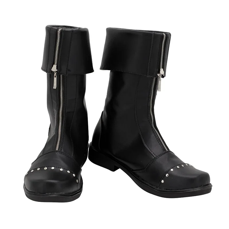 Final Fantasy VII Cloud Strife Cosplay Boots Double Zipper Shoes Custom Made for Men