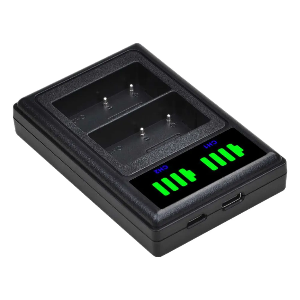 NP-FW50 Pengisi Daya Ganda USB LCD Tipe C Ke USB Mikro untuk Sony A7II / A7R II / A7S II / A6500 A6400 A7 A7R A6300 A6000 NPFW50 FW50