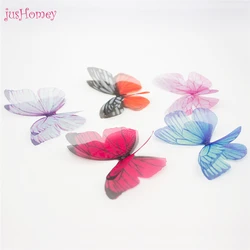 50PCS 60mm Double-layer Organza Butterflies Craft Chiffon Butterflies Bridal Hair Accessory, Wedding Decoration, Embellishment