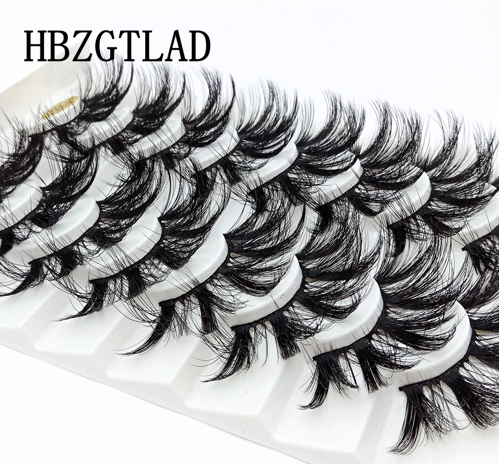 HBZGTLAD 8 Paare 25 mm lange 3D-Nerzwimpern, natürliche, lange, künstliche Wimpern, dramatisches Volumen, falsche Wimpern, Make-up-Verlängerungswimpern – Detail 5
