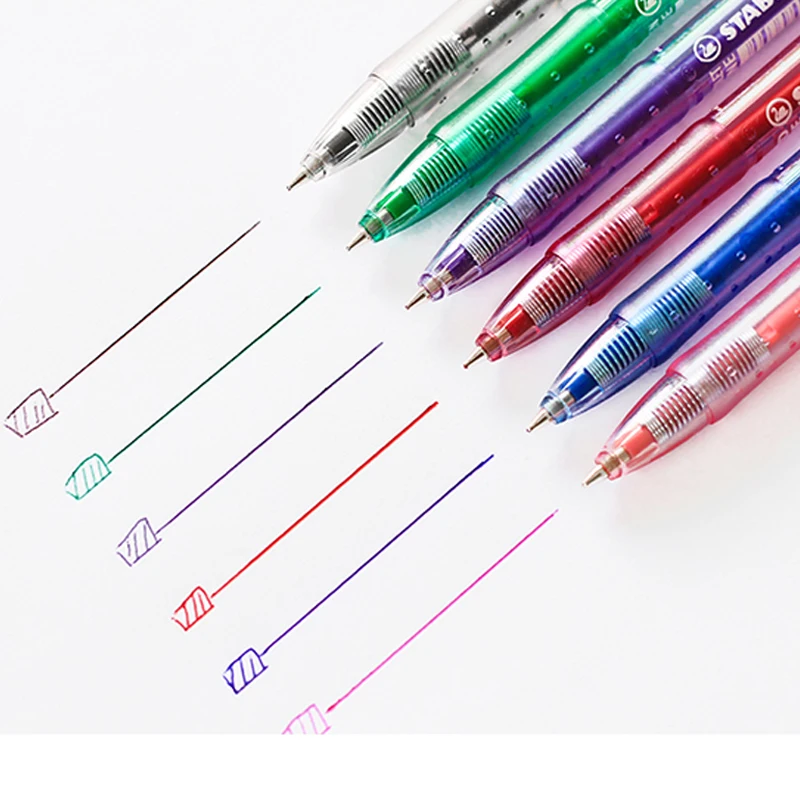 1pcs STABILO 308 Color Ballpoint Pen 0.38mm Ultra-thin Nib Student Test Button Retractable Ballpoint Pen Import Office Oil Pen
