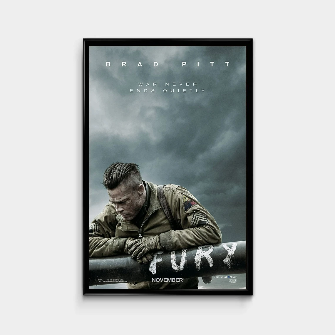 Fury Movie Poster Brad Pitt Canvas Print Home Wall Painting Decoration (No Frame)