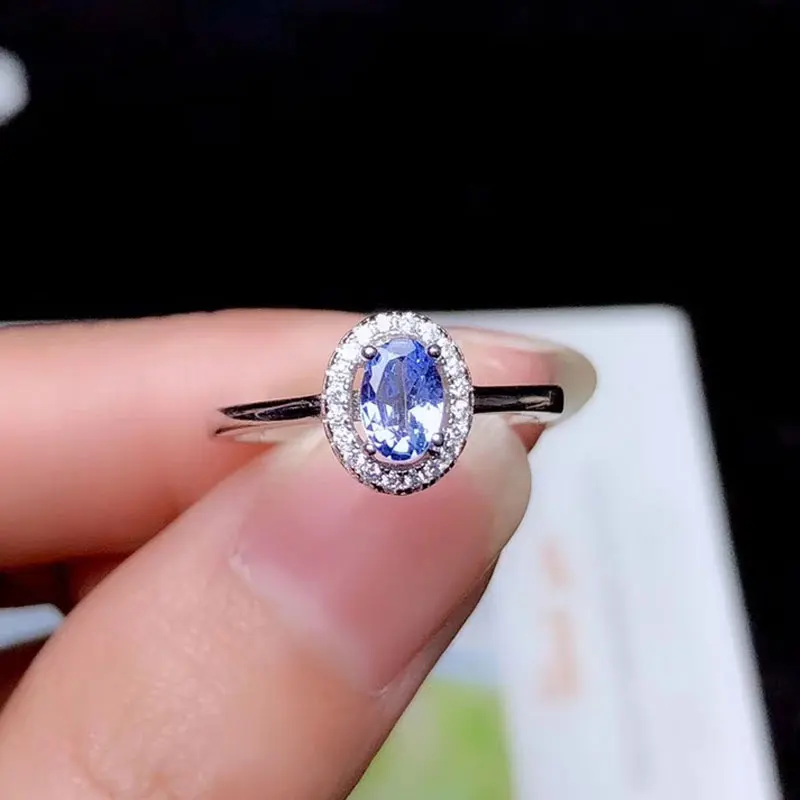 CoLife Jewelry 925 Silver Tanzanite Ring for Engagement 0.5ct Natural Tanzanite Silver Ring Sterling Silver Tanzanite Jewelry