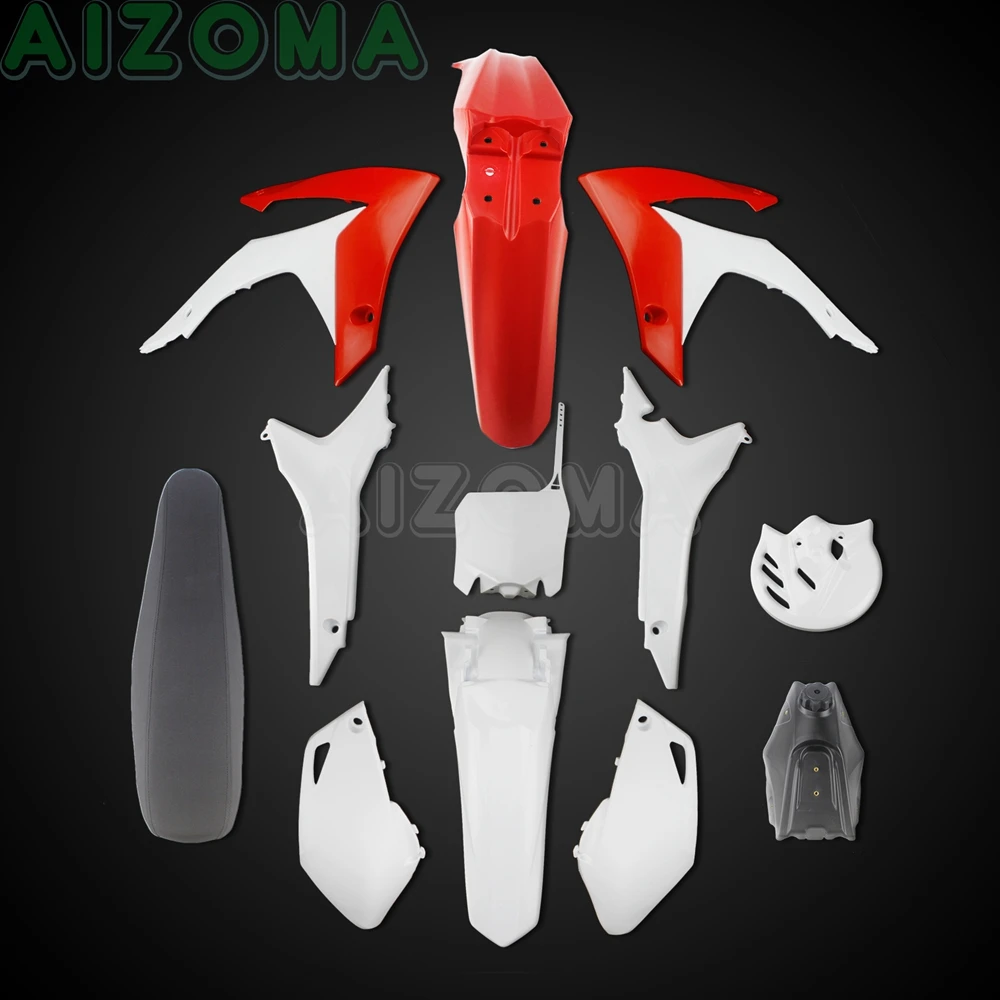 For Honda CRF 250/450 R Motocross Front & Rear Fender Full Fairing Cover Side Case Kit Plastic Oil Fuel Tanks w/ Foam Seat Guard