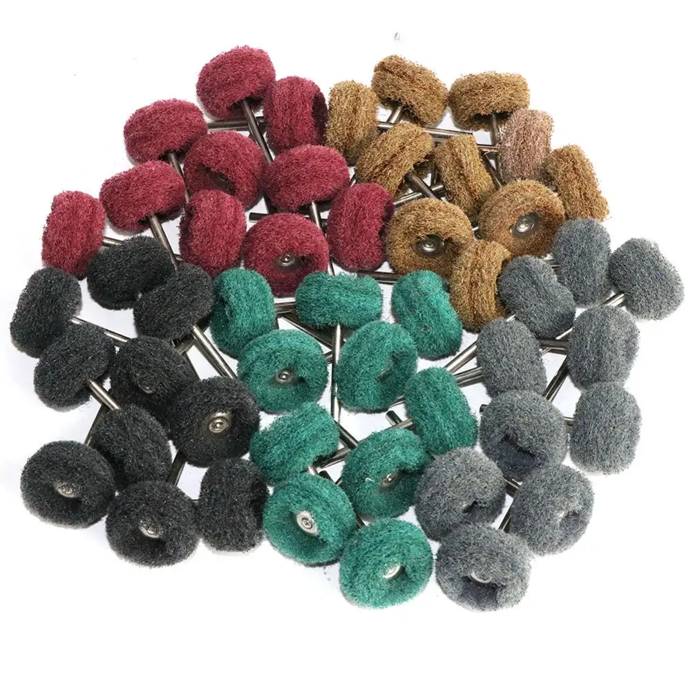 25/50pcs Mini Brush Scouring Pad Abrasive Wheel Nylon Fiber Grinding Sanding Head Buffing Polishing Wheel 1\