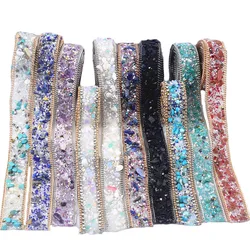 2Cm Diy Clothing Accessories Diamond Mesh Hotfix Tape 1 Meter/Lot Crystal Shoes Rhinestones Chain Trim Gravel Ribbon Decoration