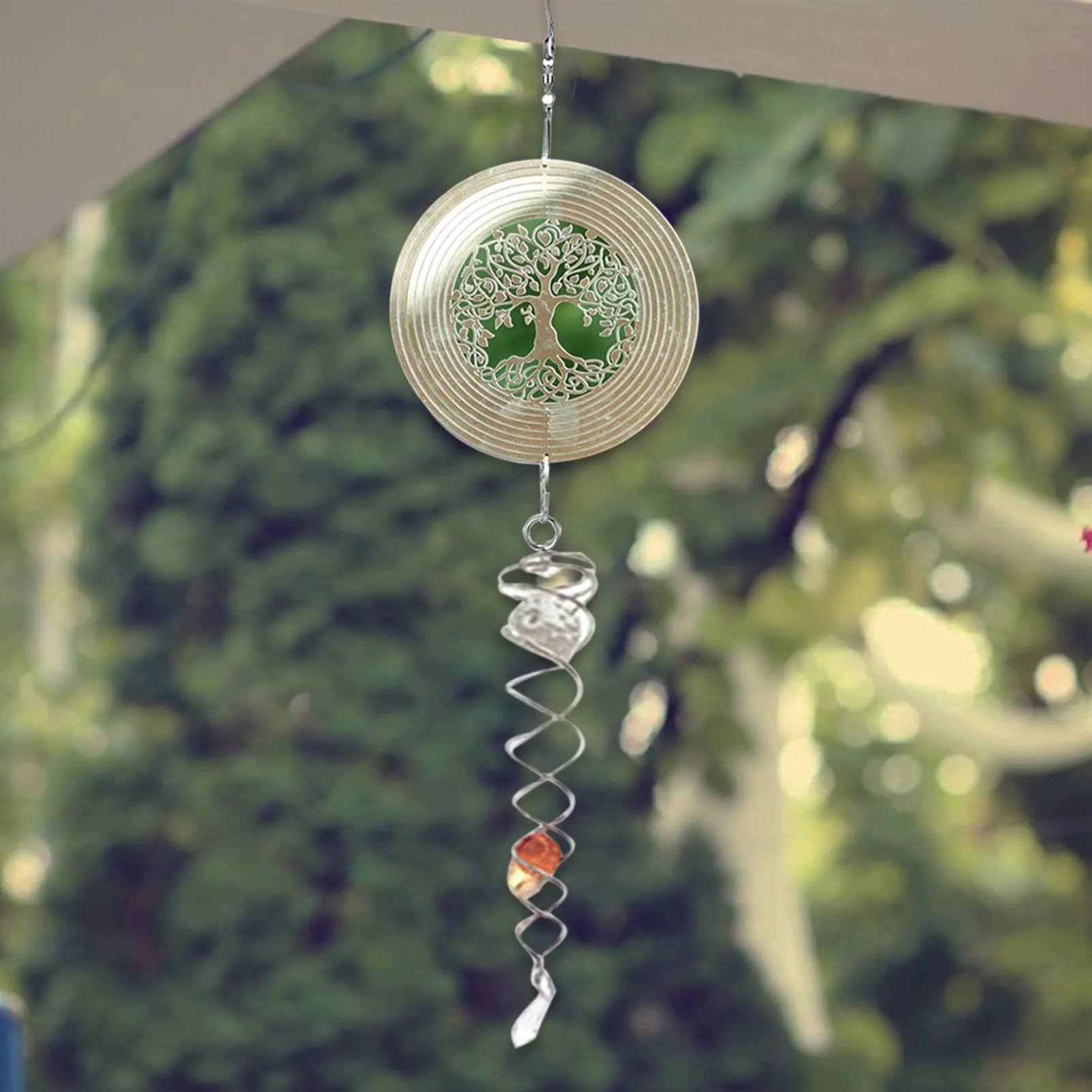 3D Wind Spinner Sparkling Effect Garden Decor Stainless Steel Wind Spinner Tree Of Life Patio Hanging Ornament