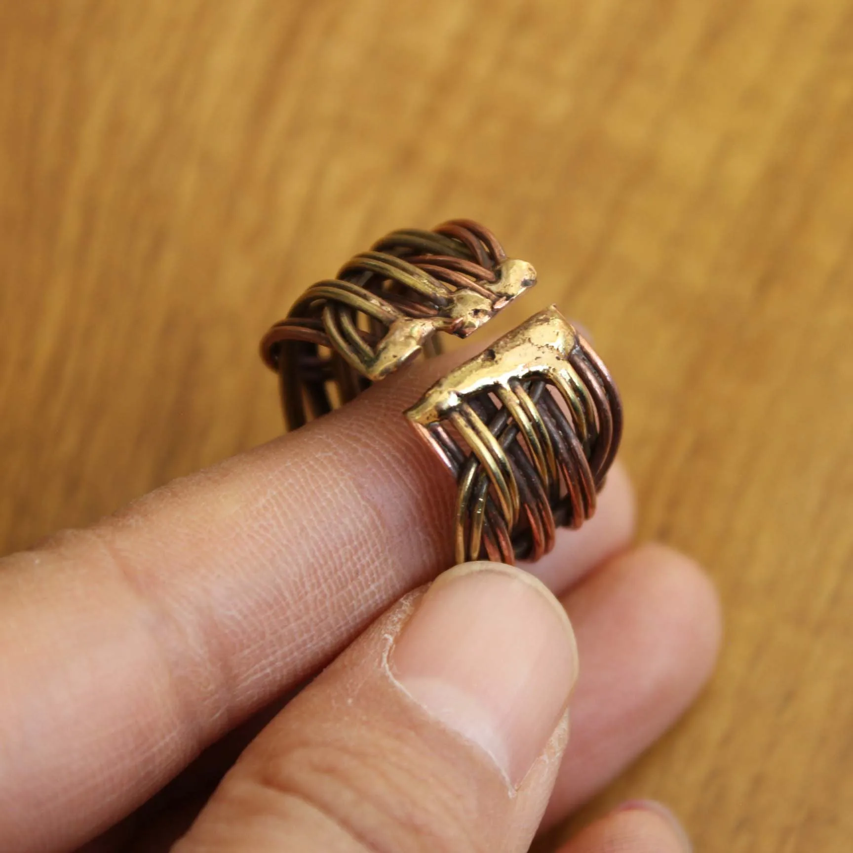 RG138 Neplese Jewelry Handmade Ring Ethnic Tibetan Copper Braided Knitting Open Back Ring or Thumb Ring Adjustable Ring