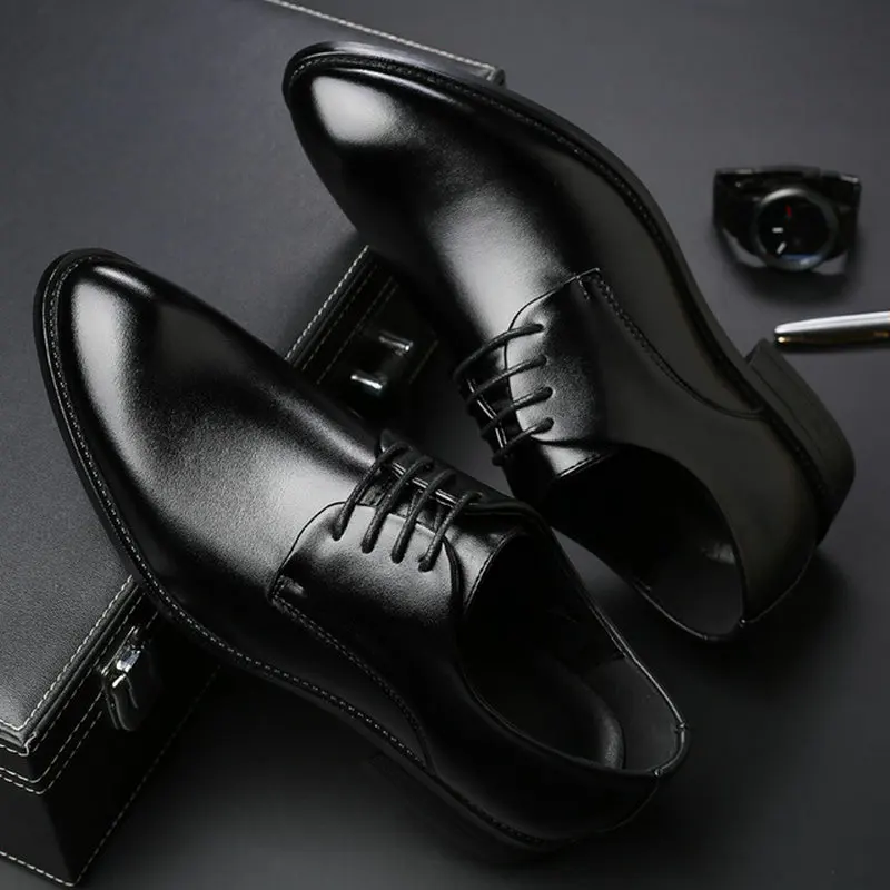 Men Dress Shoes Luxury Fashion Men Formal Leather Pointed Toe Shoes  Wedding Shoes Men Business Casual Oxford Shoes  D12-25