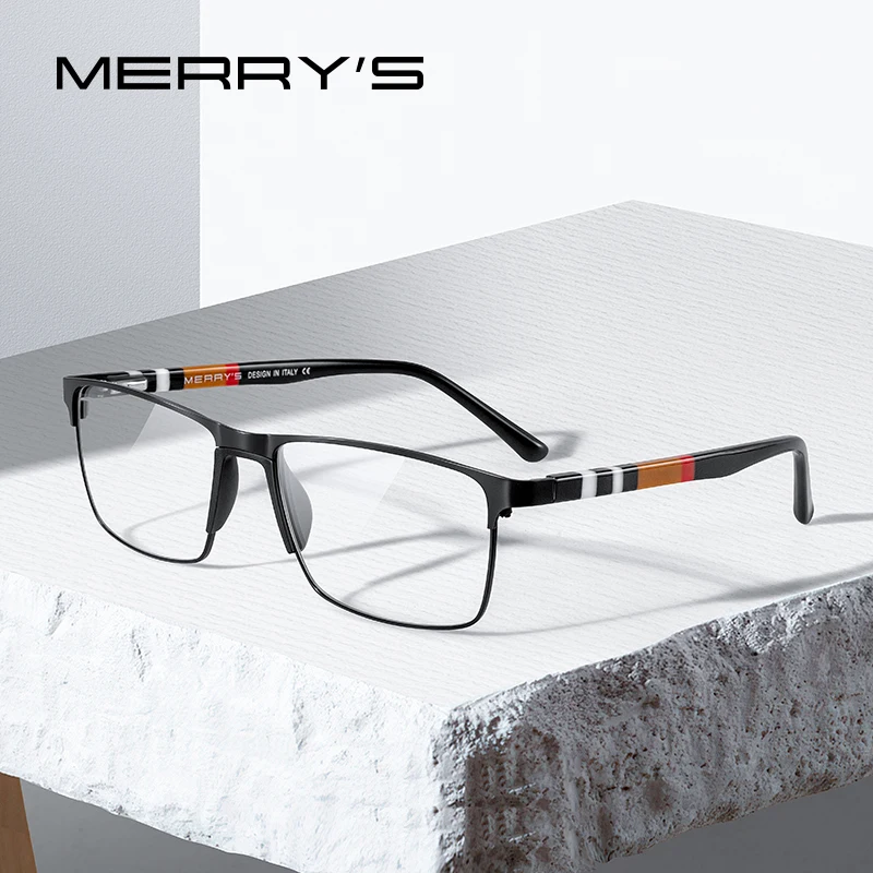 

MERRYS DESIGN Men Titanium Alloy Glasses Frame Business Style Male Square Acetate Legs Myopia Prescription Eyeglasses S2253