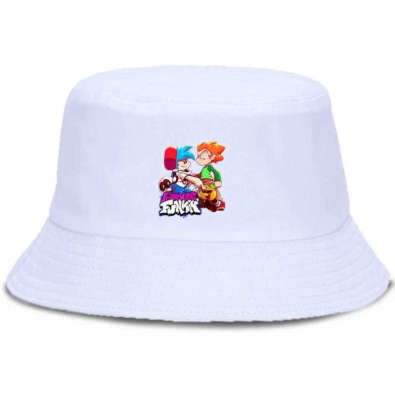 New Parent-child Panama Bucket Cap Anime Game Friday Night Funkin Bucket Hat Fashion Harajuku Sunscreen Sun Cap Fishing Hat