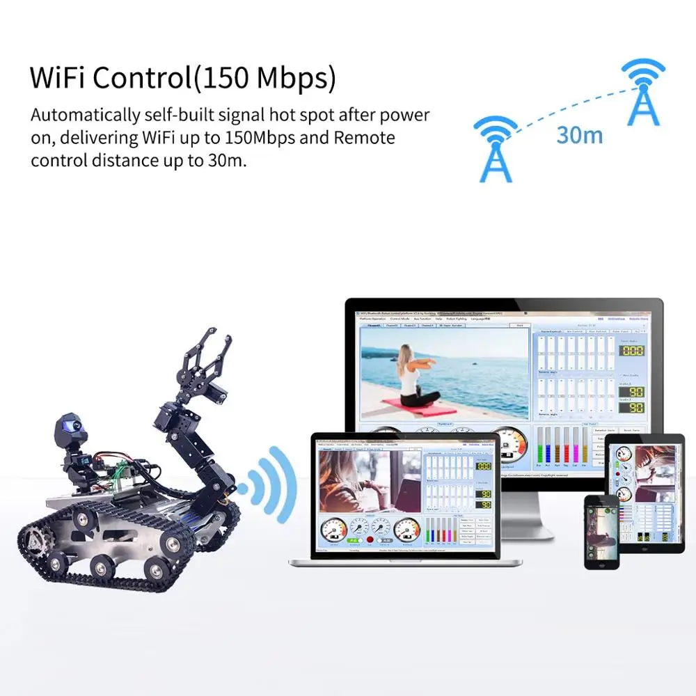 Smart Robot Car Kit for Raspberry Pi, WiFi/Bluetooth Control, Path Planning, Programmable Robot Kit