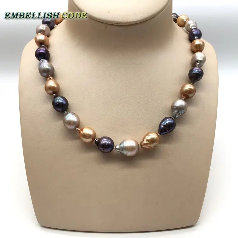 12mm*16mm Mixed Color Tissue Nucleated Flame Ball Pear Shape Baroque Pearl Necklace Groove Ring Freshwater 100% Pearls