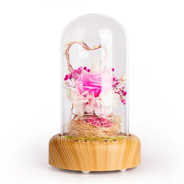 LED Night lamp decorate dream bluetooth voice Speaker Christmas Ever-fresh flower creative music box rechargable desk light gift