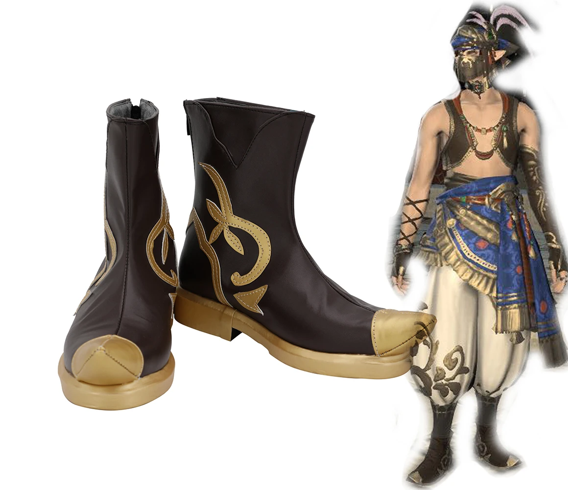 

FF14 Thavnairian Shoes Cosplay Final Fantasy14 Thavnairian Cosplay Boots Black Shoes Custom Made Any Size