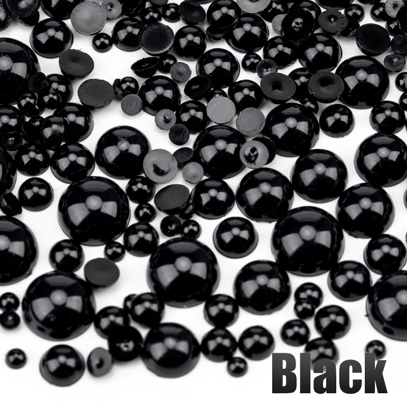 VDD 200g Großhandel, gemischte Größen 3-10mm, mehrfarbige ABS-Imitationsperlen, halbrunde Flachrückperlen für DIY-Handwerk, Nagelkunst-Dekorationen – Detail 22