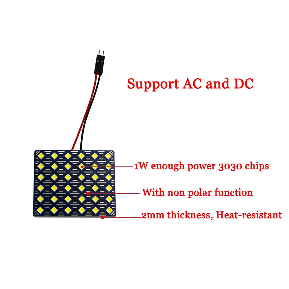 Panel de luz LED para lectura de techo, 4 piezas, CA de 12V, 12, 18, 24, 36 SMD, 3030, chips de 1W, 2,76 W, 2,16 W, 1,8 W, 2 adaptadores