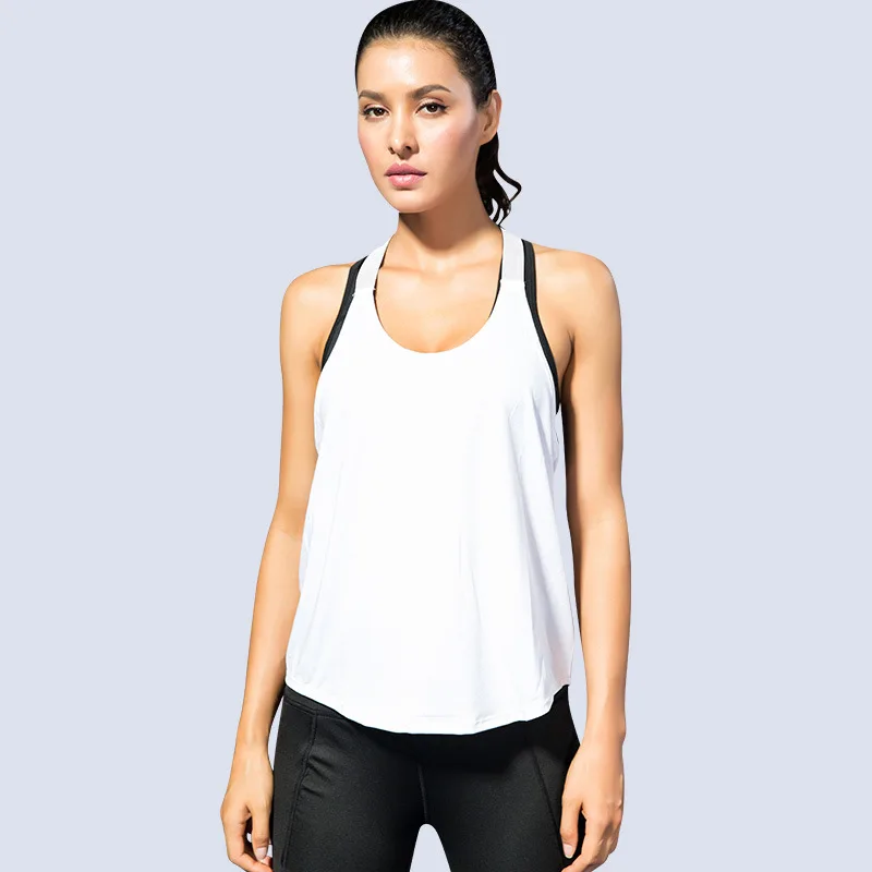 Women Sleeveless Yoga Vest Irregular Sexy Back Fitness Loose Running Tank Top Quick Dry Gym Training Workout T Shirt Custom Logo