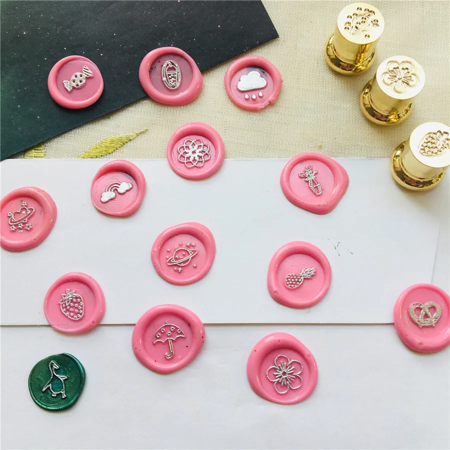 MINI wax stamp 12mm 1.2cm diameter brass head fresh logo Cherry Blossom/Pearl Milk Tea/plante/Strawberry/Knot Cake seal stamp