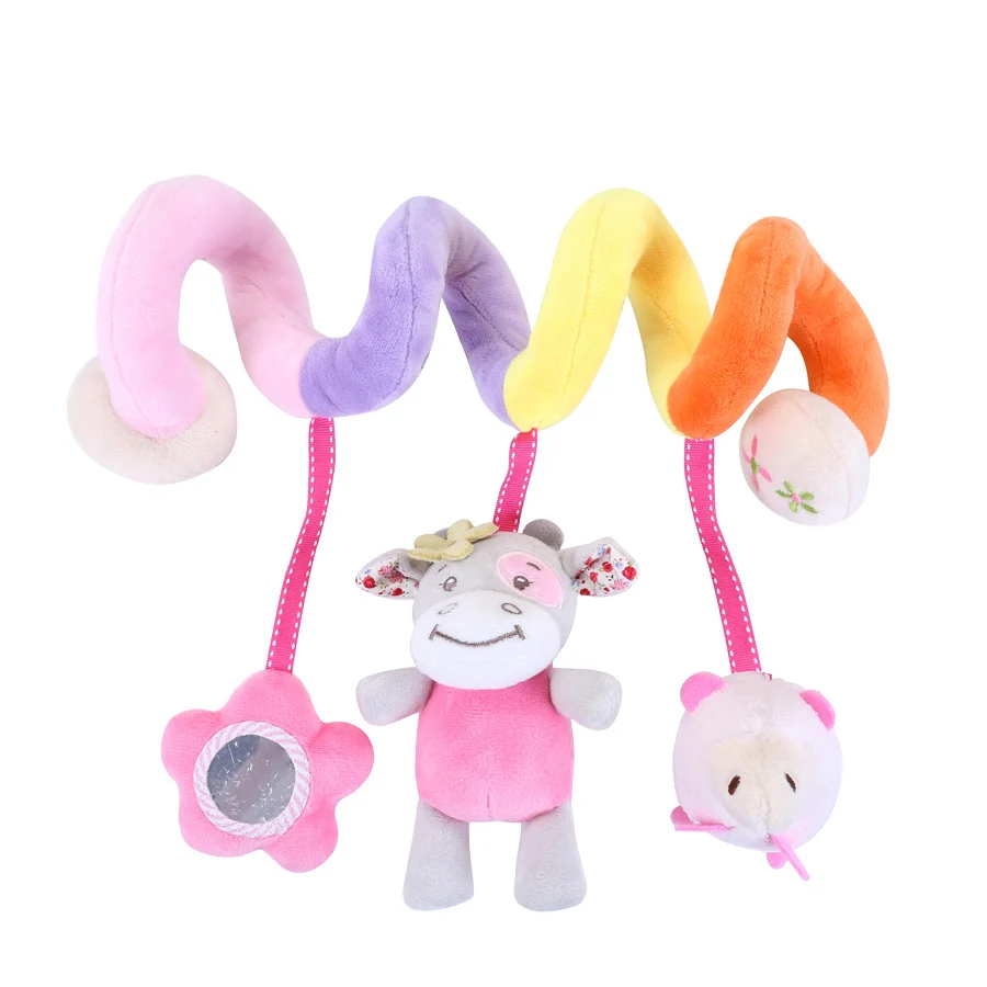 Baby Crib Mobile Rattles Hanging Plush Cute Animal Doll Newborn Educational Toy Infant Car Seat Stroller Spiral Bed Winding Toys