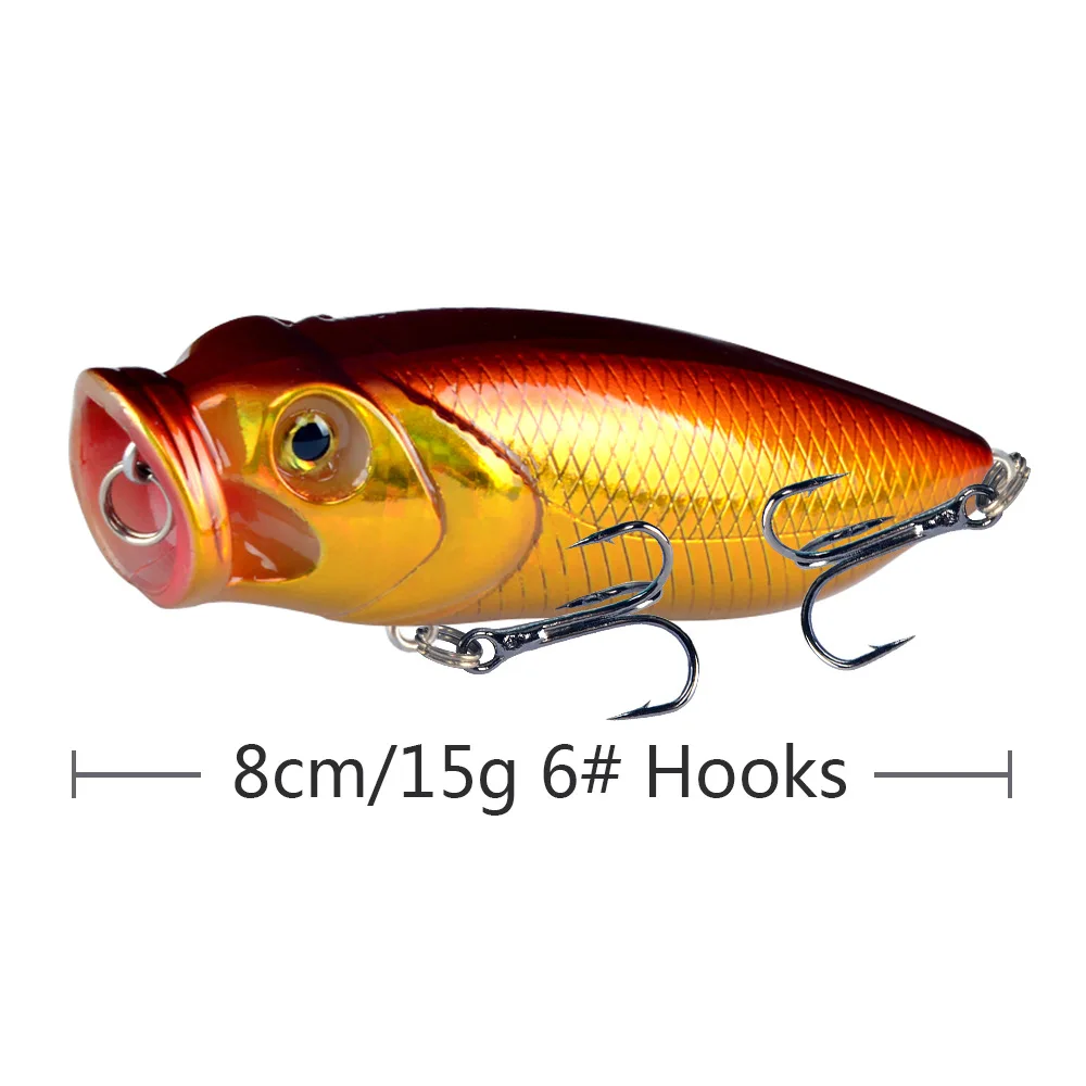 1PCS 포퍼 Wobbler 낚시 유혹 8cm 15g Trolling Isca 인공 하드 미끼 Crankbait 플라스틱 Swimbait 잉어베이스 파이크 태클