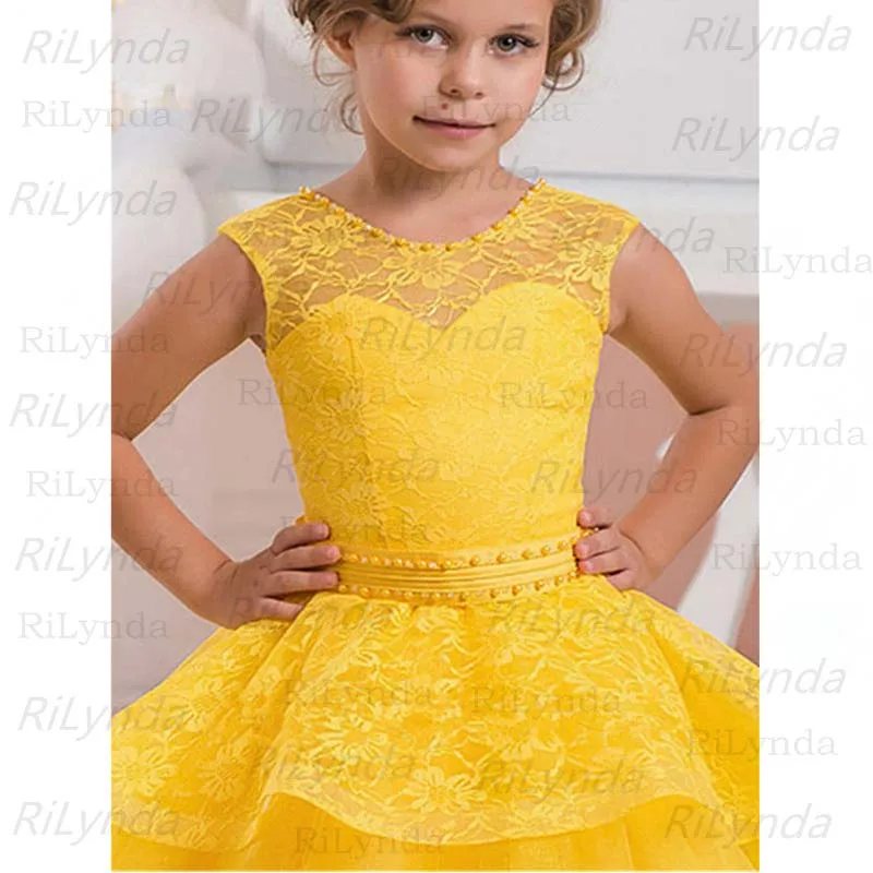 New Flower Baby Girl Dress Child Sleeveless Butterfly Mesh Ball Gowns Kids Holy Communion Dresses 2-14 Year Old