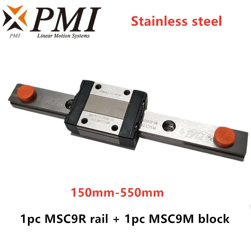 

1pc PMI stainless steel linear guide MSC9 200 250 300 350 400 450 500 550 mm MSC9R rail + 1pc MSC9M LLFC block carriage CNC part