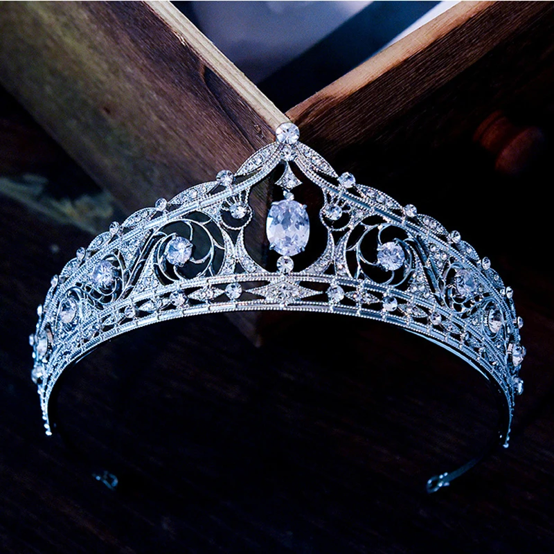 GS11591 Eropa dan Amerika Pengantin Zirkon Palsu Paduan Berlian Imitasi Istana Pernikahan Headpiece Putri Ratu Crown Tiara