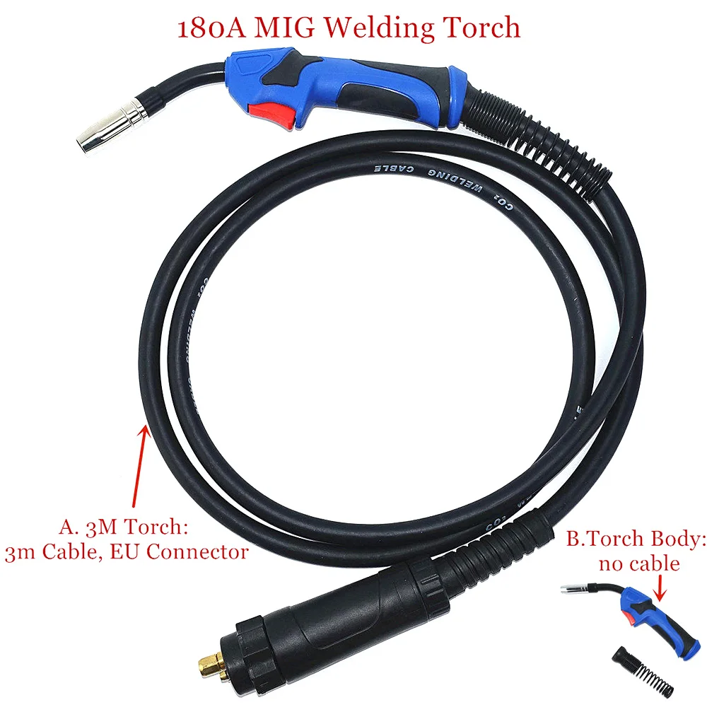 Torcia per saldatura MB 15AK MIG/MAG Torcia per saldatura 180A Pistola per saldatura MIG Connettore Euro raffreddato ad aria Torcia per saldatura MB