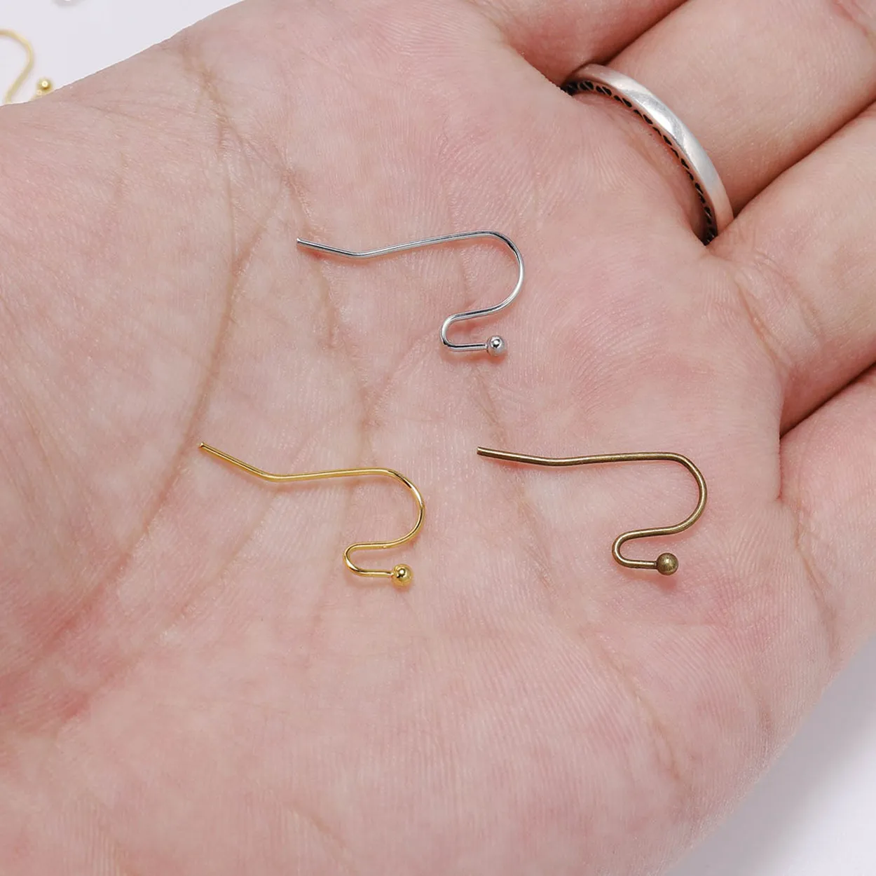 21x16mm Earring Hooks Gold Color Silver Color Bronze Color Metal Ball Pin Clasps for Jewelry Earring Making Findings Supplies