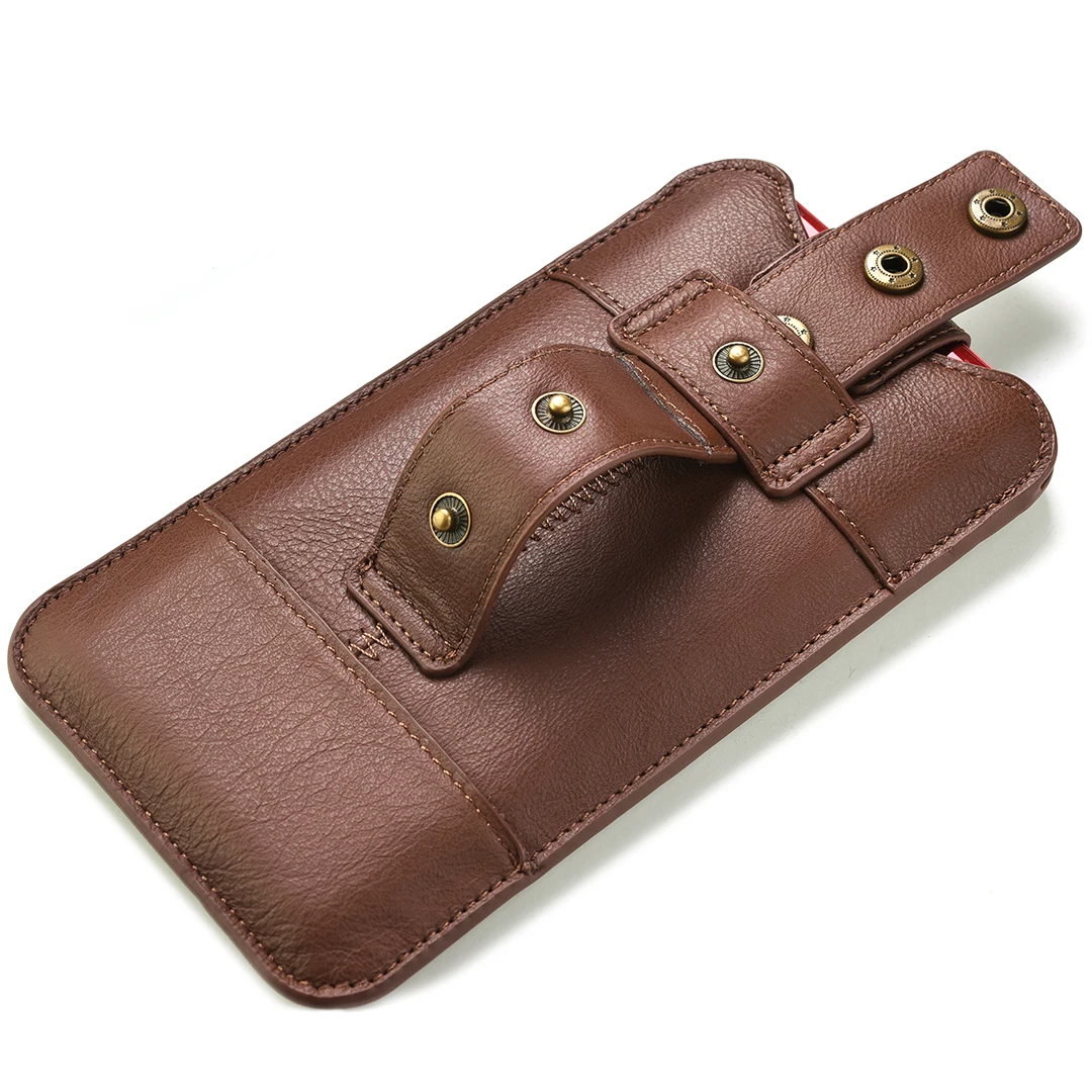 Cow Genuine Leather Phone Belt Clip Case Men Hand Waist Bag For iPhone 15 14 Pro Max Xiaomi Redmi Note 13 12 11 10 Holster Pouch