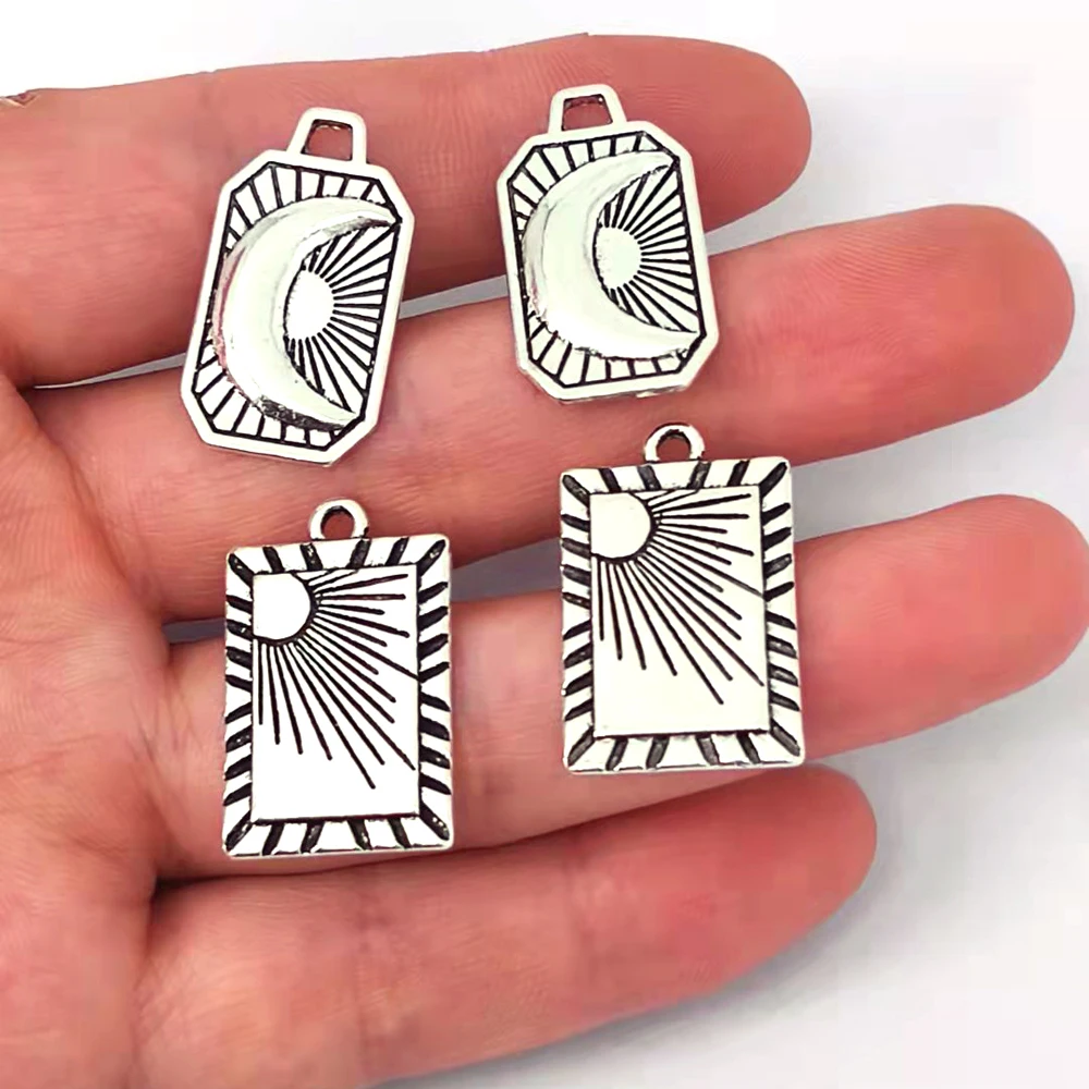 5pcs New Design DIY Embossing Radiation Sun Moon Pendant Charm for Women Vintage Jewelry Gift