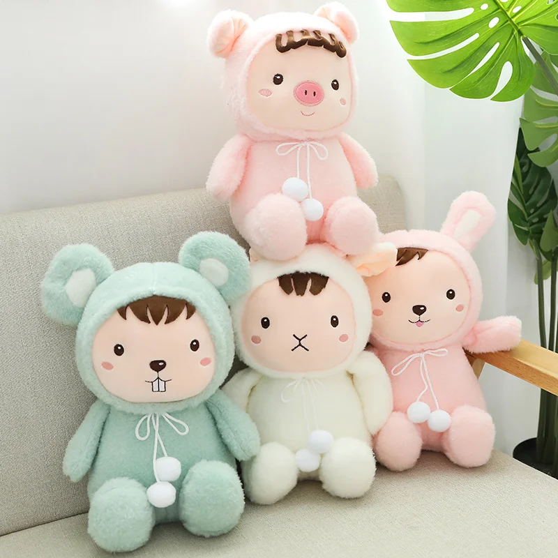 Huggable New Soft Kawaii Rabbit&Pig Plush Toy Cartoon Animal Cattle&Mouse Stuffed Doll Home Decoration Baby Birthday Best Gift