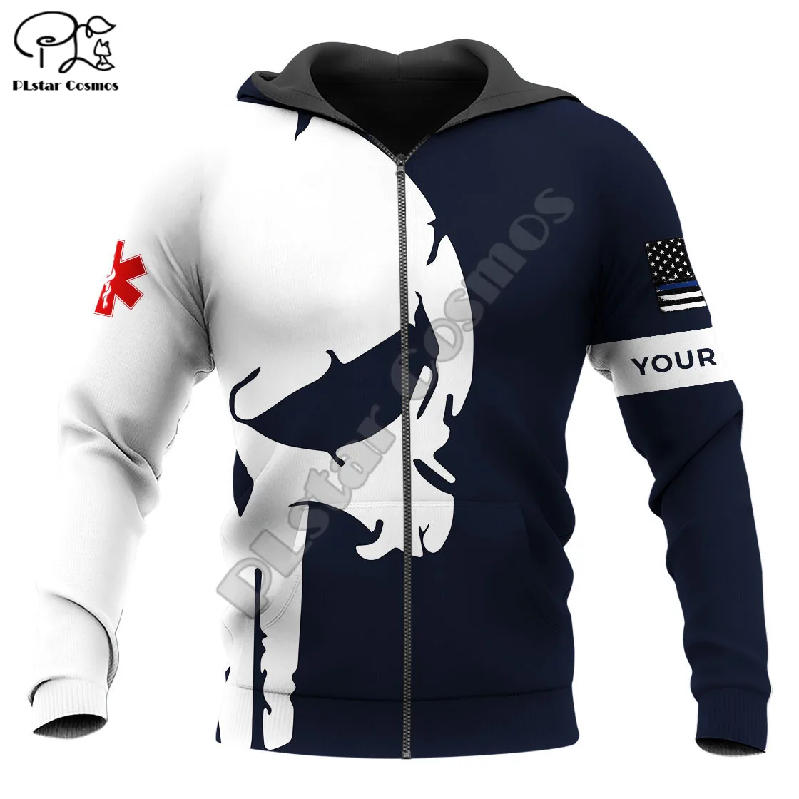 PLstar Cosmos EMS Emergency Medical Service 3D Printed Hoodies Sweatshirts Zip Hooded For Men/Women Casual Streetwear Style-E12