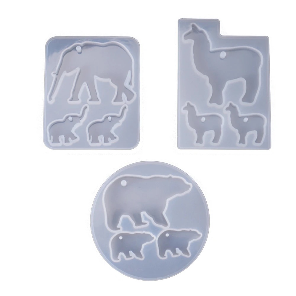 Three Style Animals Silicone Mold Elephant Alpaca Polar Bear Shape Crystal Epoxy Resin Mould Craft For DIY Jewelry Making 1pcs