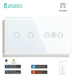 Bseed EU Standard Smart Touch Switch 1/2/3 Gang con interruttore per tende Wifi funziona con il pannello in vetro cristallo Tuya Google Smart Home