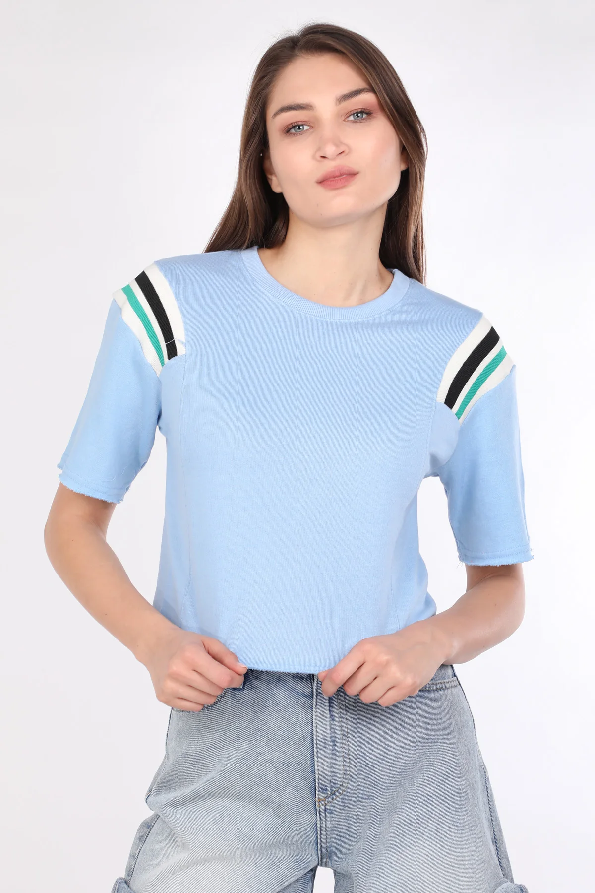 Women's ribanched Crop t-shirt blue