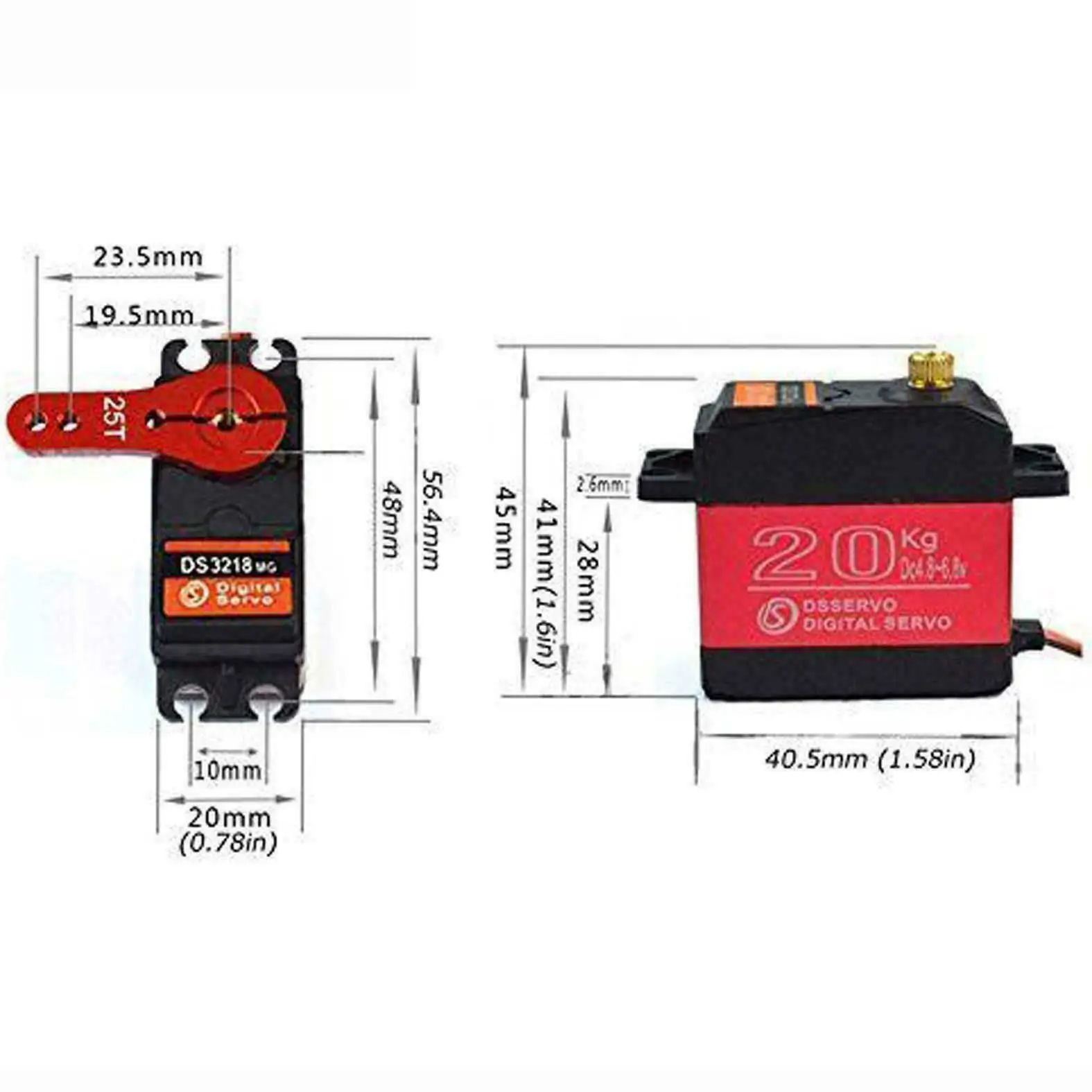 Servomotor digital ds3218mg 180 ° 270 °, engrenagem de metal, 20kg, à prova d'água, para robô de carros rc